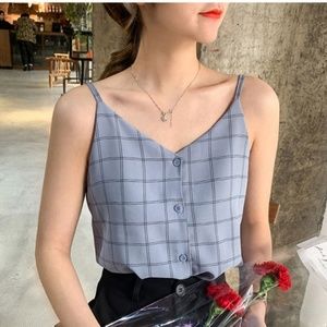 Cami spaghetti strap checker top